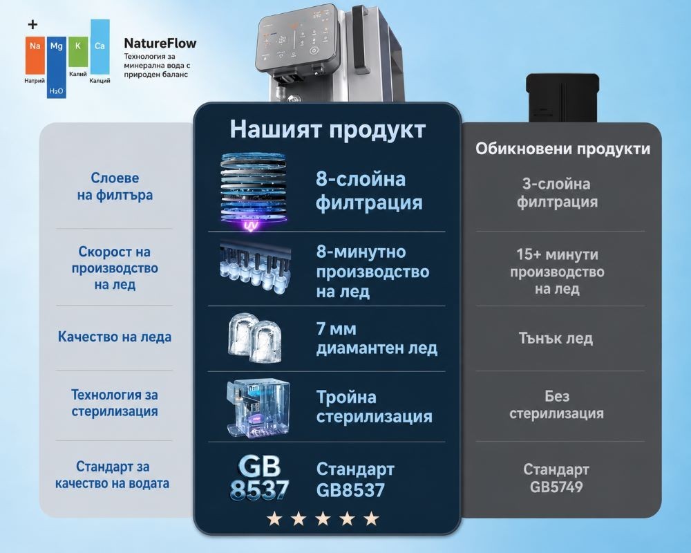 NatureFlow I4: Универсален уред за минерална вода и лед