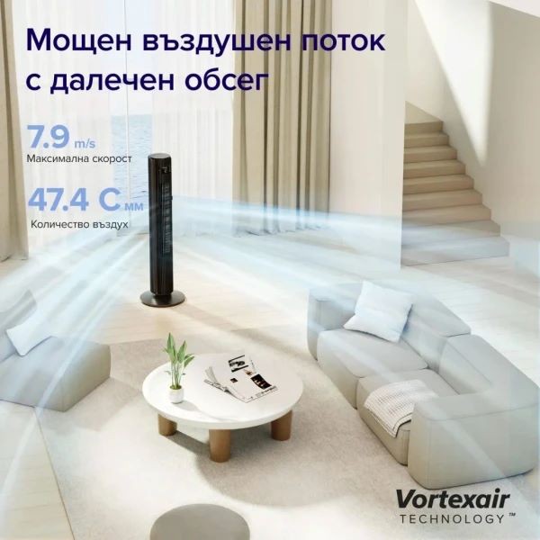 Levoit TempSense 42 DC Tower Fan (107 см) Вентилатор тип кула